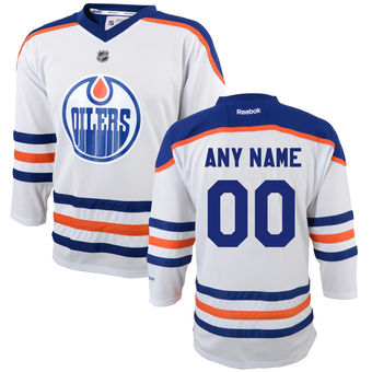 Reebok Edmonton Oilers Youth Replica Away Custom Jersey - White->customized nhl jersey->Custom Jersey